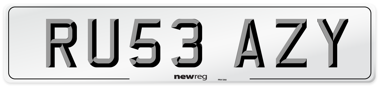RU53 AZY Number Plate from New Reg